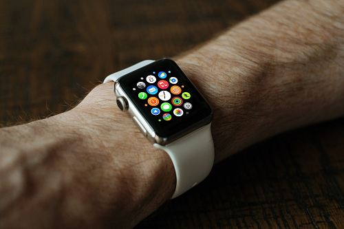 turned-on gold Apple Watch